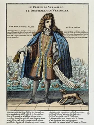 Holländskt satirtryck mot Ludvig XIV: Slaget vid Hougue eller den franska flottan, beväpning för att återställa Jacques II och under befäl av Anne Hilarion av Costentin (Cotentin), greve av Tourville (1642-1701), besegrades och förstördes delvis den 29 maj