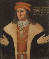 Erik (Eric) I de Pomeranie, roi de Danemark, Norvege et Suede - Porträtt av Erik av Pommern (1382-1459), kung av Danmark, Norge och Sverige, Anonym . Olja på duk. Mått: 78x64 cm. Nationalmuseum Stockholm
