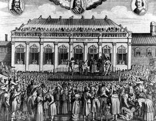 Avrättning av kung Charles I Stuart av England (1600 - 1649) i Whitehall.