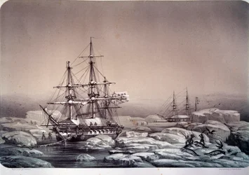 Expeditioner i Antarktis (södra polen): skeppet "" Astrolabe"" (nytt namn på "Shell") av Jules Dumont d