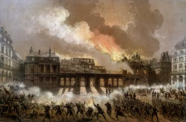 Brand på det kungliga slottet den 24 maj 1871 - litografi, sent 1800-tal