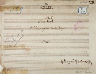 Första sidan av Mithridate, King of the Pont, opera av Mozart (1770)