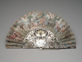 Fällbar fläkt med pastoral scen, ca 1740-50-tal