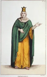 Frédegonde. Drottning av Neustrien (545-597) gravyr från 1830