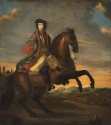 Frederic IV de Holstein Gottorp a cheval - Porträtt av Fredrik IV (1671-1702), hertig av Holstein-Gottorp till häst, anonym . Olja på duk