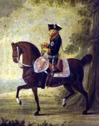 Fredrik den store, kung av Preussen (1712 - 1786). Längst ner på målningens ram står det ""... Berlin 1776. Museo del Risorgimento. Milano