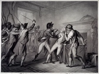 Franska revolutionen: Arrestering av Robespierre den 27 juli 1794 (9 Thermidor år II). Gravyr av 1700-talet. Paris, Musée Carnavalet