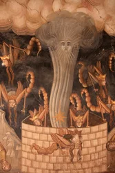 Freskomålning i kyrkan i Koutloumousiou-klostret, Athosberget, Grekland, 2006 (foto)