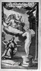 Frontispice av "" Le Triomphe des Arts"" Libretto av Antoine Houdar (eller Houdart) de La Motte (1672 -1731) Musik av Michel de la Barre. 1700.