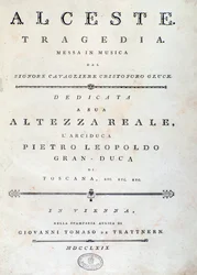 Frontispice av notblad av Alceste, opera av C. W. Gluck