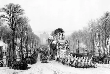 Begravning av kejsar Napoleon Bonaparte. Återvändande av kejsar Napoleon I:s aska på Champs-Elysees, Paris