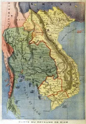 Geografisk karta över kungariket Siam - i "" Le petit journal""