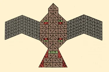 Sulbasutras geometri: plan över eldaltaret i form av en falk. Matematiskt schema som hänvisar till reglerna för konstruktion av offeraltare från den vediska perioden i Indien (1500-500 f.Kr.). Journal of the Asiatic Society of Bengal av