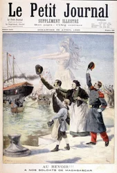 Farväl till våra soldater från Madagaskar: avgång för den franska expeditionen till Madagaskar - i "" Le Petité Journal"" av 1895-04-28