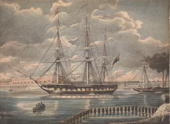 HMS "Active" (litografi, färglagd)