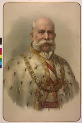Kejsar Franz Joseph I i halvfigur i fleecemantel