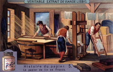 Pappers historia. 5. Linnepapper i Frankrike. Liebig kromolitografi