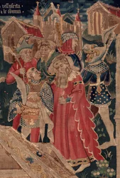 Historia om Saint Piat och Saint Eleuthère, scen 12: Uppståndelsen av tribunens dotter Detalj.