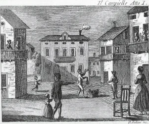 Il Campiello Akt I - Carlo Goldoni (1707-1793) - Gravyr från 1700-talet