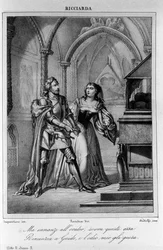 Illustration för scen 2 av akt II av "Ricciarda"" av den italienske poeten och dramatikern Ugo Foscolo (1778-1827) 1800-talet