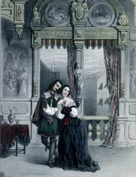 Illustration till andra akten av operan "Alessandro Stradella" av Friedrich von Flotow (1812-1883) tysk kompositör