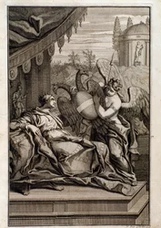 Illustration till titelsidan av sonater för violin, cello och cembalo av Tartini