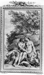 Illustration av "De rerum natura" av Titus Lucretius Carus (Lucrece) romersk filosof och poet. Gravyr 1700-tal.
