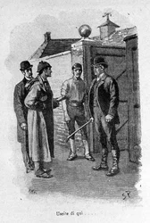 Illustration av boken Sherlock Holmes. Slutet av 1800-talet.