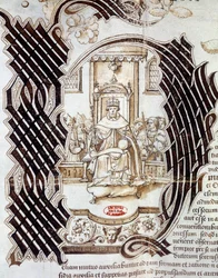 År 1522 undertecknade Charles V med kung Henrik VIII av England (1491-1547) Windsorfördraget, och förutspådde en invasion av Frankrikes miniatyr från ett manuskript som föreställer Henrik VIII. 1532 Paris, Riksarkivet