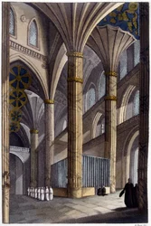 Interiör av Salamanca katedral. 1800-tals litografi.