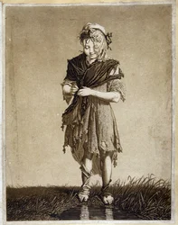 Irländsk flicka - gravyr