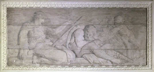 Historieskrivning på tidens axel, mellan 1775 och 1785 (olja på trä)