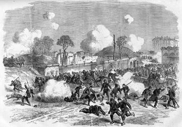Kommunen i Paris 1871. Försvar av Porte Maillot av federes (communards).
