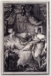 Den förälskade kurtisanen- i ""Berättelser och noveller på vers"" av Jean La Fontaine. 1762.