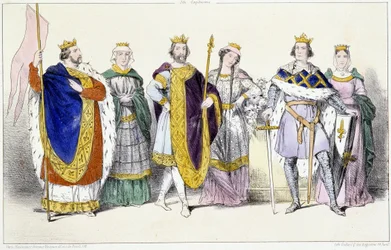 Kapetianerna: Louis VI Le Gros (1081-1137) och Adelaide av Savojen (ca 1100-1154), Louis VII Le Jeune (1120-1180) och Adele av Champagne (eller Blois) (ca 1140-1206), Philippe II dit Philippe Auguste (1165-1223) och Isabelle de Hainaut (1170-1190) - Tallri