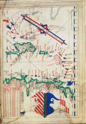 Små Antillerna och Karibiska havet, ca 1550-60 (pergament)