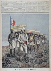 Löjtnant Mizon chefer för en prospekteringskolonn i Centralafrika - i "" Le petit journal"" av 1892-07-09