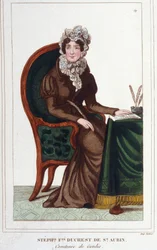 Madame de Genlis - Porträtt av Stephanie Felicite av vapen av Saint-Aubin (Saint Aubin