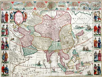 Karta över Asien från Bleau Atlas