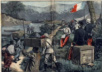 Marchand Mission in Africa (1896-1899): expeditionen som tog Övre Nilen i besittning 1898. Lansering av den demonterbara ångan "" le Faidherbe"" på M