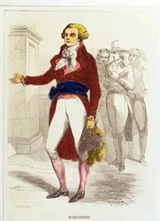 Maximilien Robespierre, handkolorerad etsning (handkolorerad etsning)