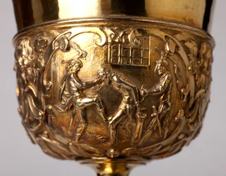 Metallsmide. Bägare. Gåva av kanon A. Le Vaillant de la Bassarderie, dekanus för katedralkapitlet 1726 till 1758. 1700-talet. Detalj.