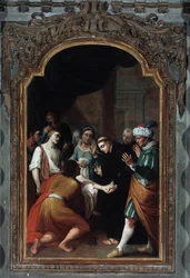 Mirakel av Sankt Antonius av Padua som helar en förlamad man (olja på duk, sent 1700-tal)