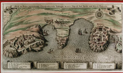 Nice, Villefranche och Monaco på 1600-talet (geografisk decoupe)