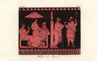 Odysseus underhållen av Alcinous, härskare över Phaeacians på ön Scheria
