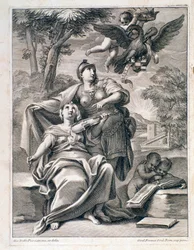 Sida på framsidan av partituren av "" Opus 1 "" (12 stora konserter) av Pietro Locatelli (1695-1764) - Noter till "" 12 grossos concertos "av Locatelli 1721 Bologna, civilt musikmuseum