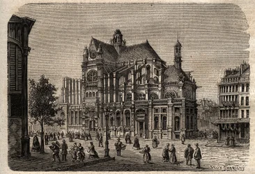 Paris, Ile-de-France, Frankrike - Saint-Eustache-kyrkan (1800-talet) -