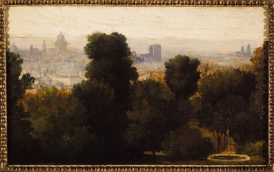 Paris sett från Bellevilles höjder; ca 1840, nuvarande 19:e arrondissementet, år 1840 (olja på duk)