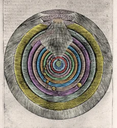 Plan of Heavens of Paradise efter den gudomliga komedin av Dante Alighieri (1265-1321): Anonym gravyr från 1600-talet