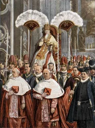 Påven Leon XIII (Leo 13) (Gioacchino Pecci 1810-1903) i Peterskyrkan i Rom.